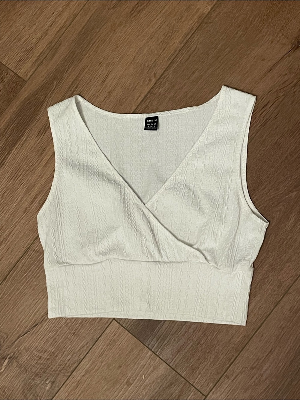 White Textured Wrap Sleeveless Crop Top